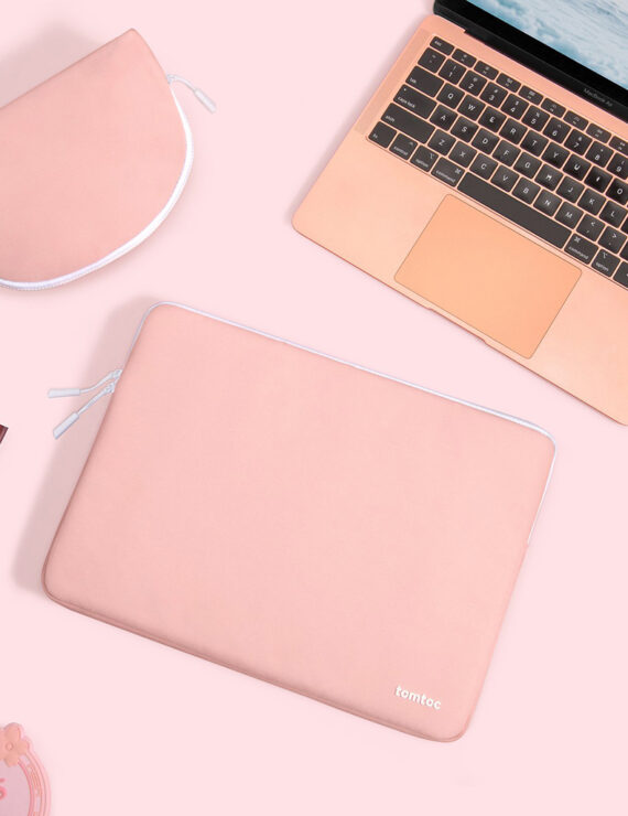 túi chống sốc macbook tomtoc kèm túi phụ kiện màu hồng