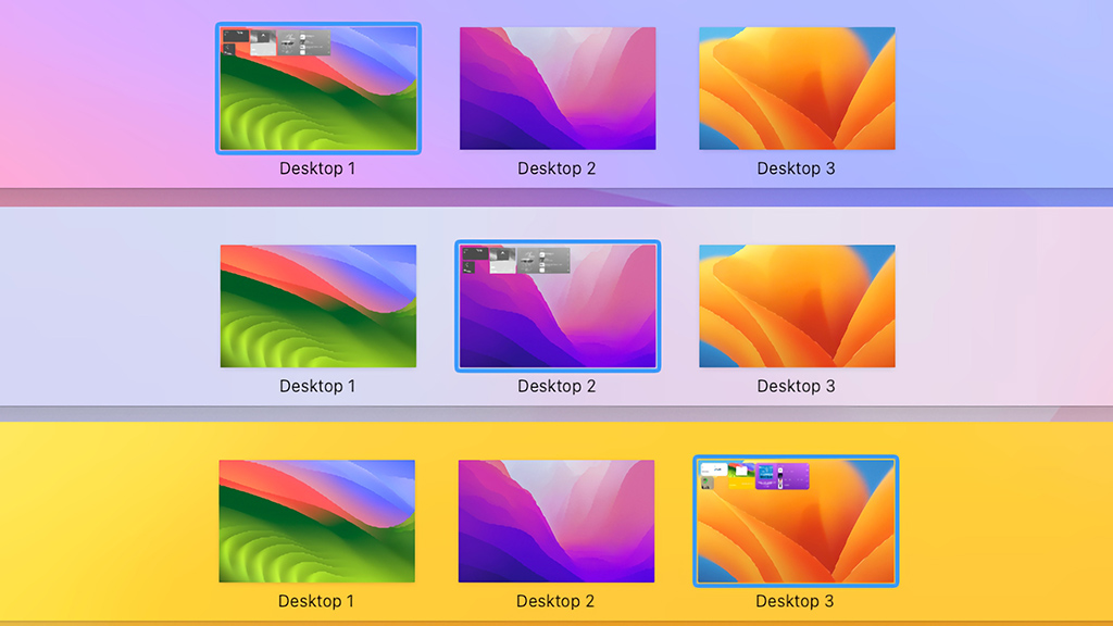 nhiều desktop, widgets macos sonoma