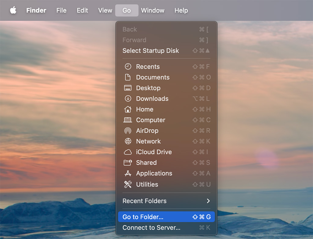 go to folder finder macos