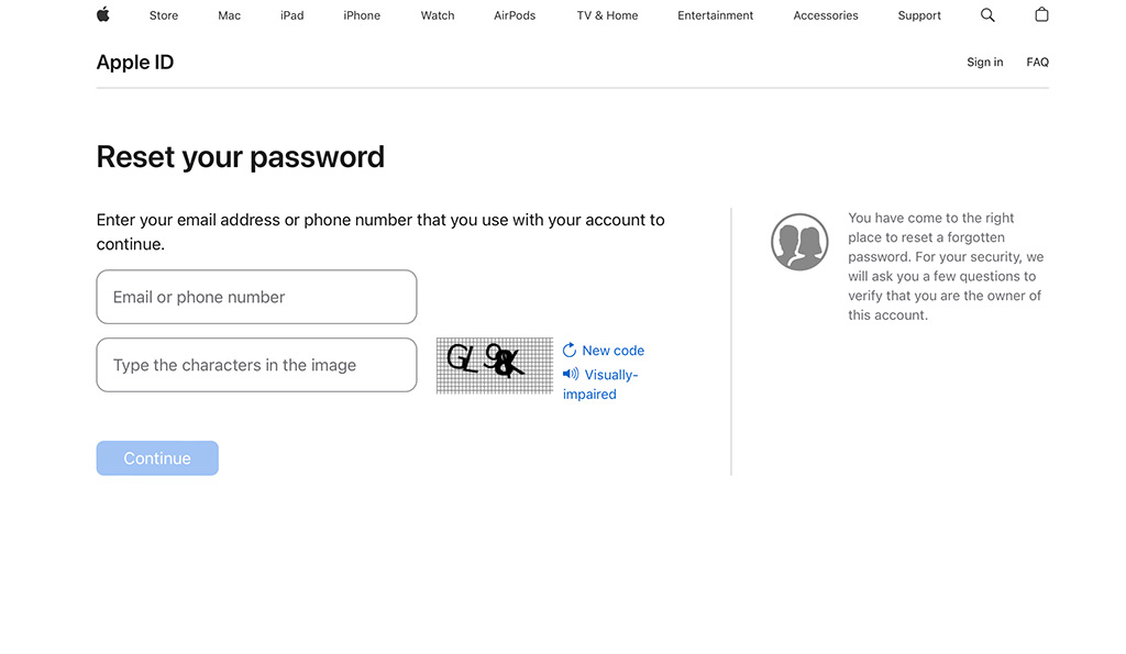reset mật khẩu icloud apple