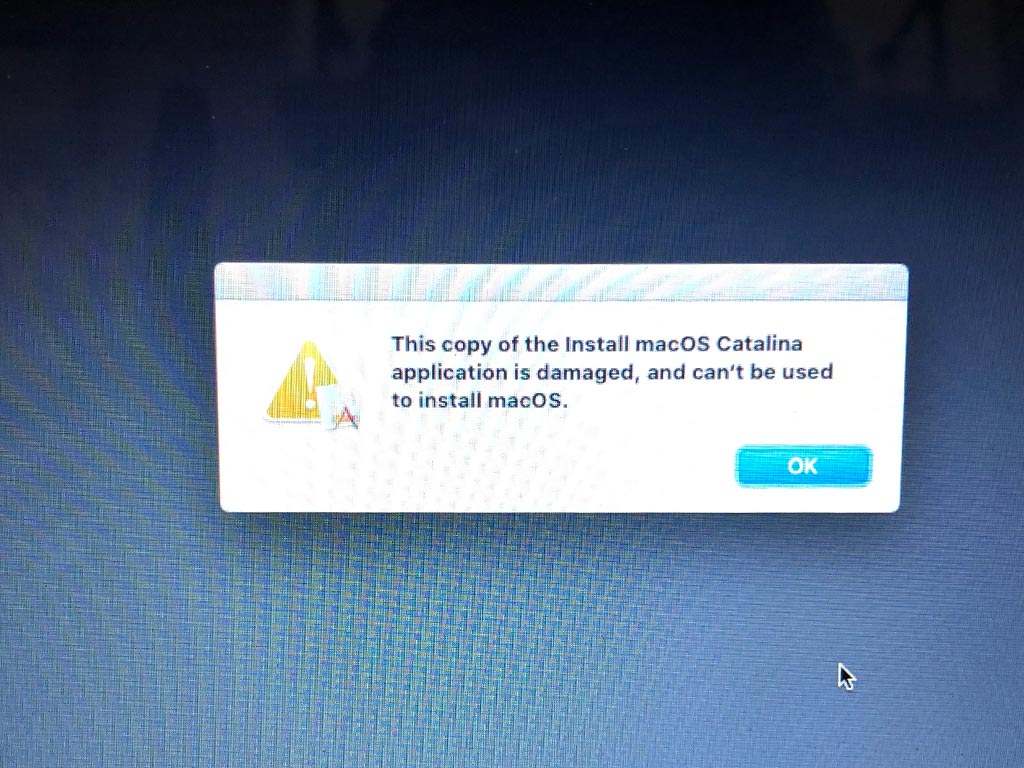 this copy of the install macos catalina application is damaged